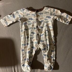 Little Me Cream and Blue Footies One Piece